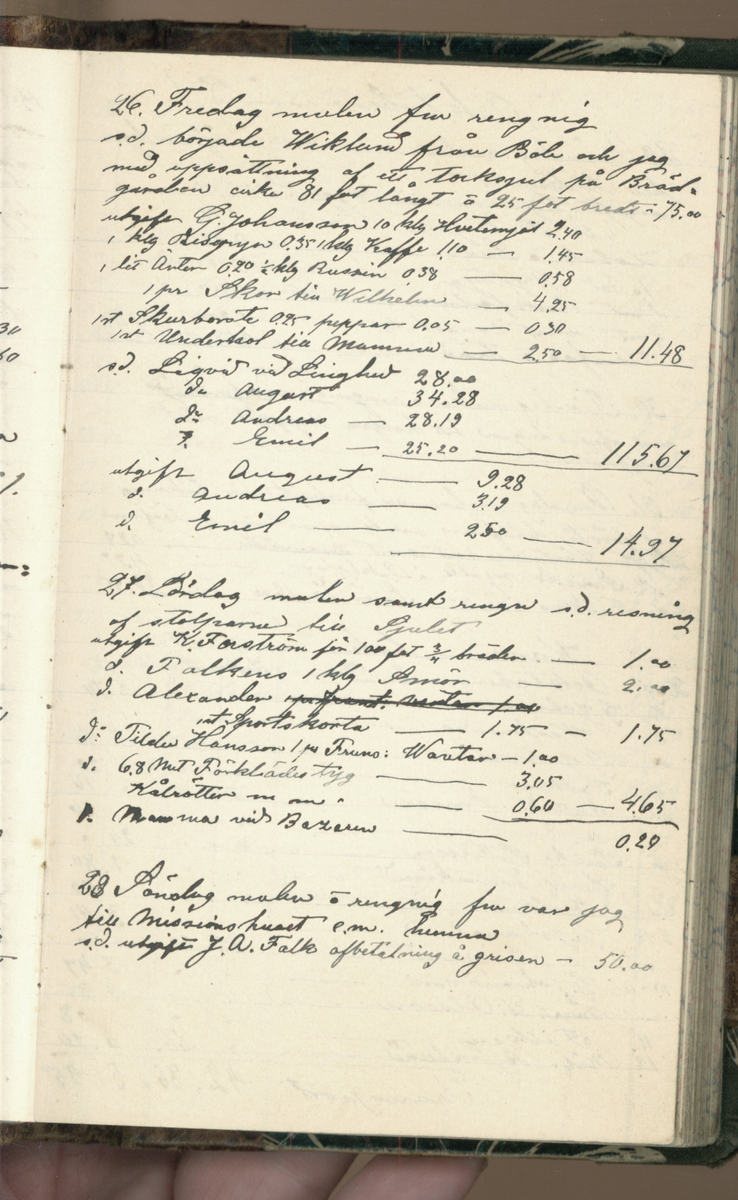 Erik Lindström, Linghed, dagbok 1900-1903