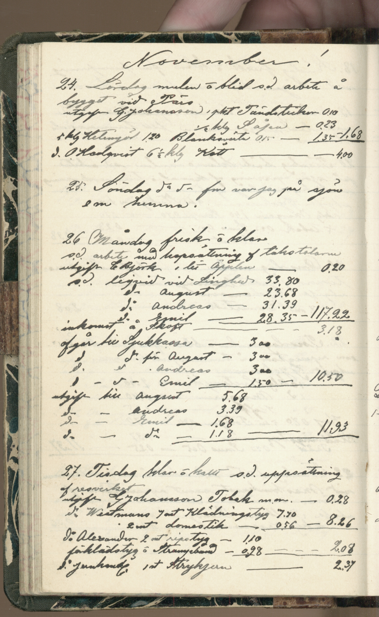 Erik Lindström, Linghed, dagbok 1900-1903