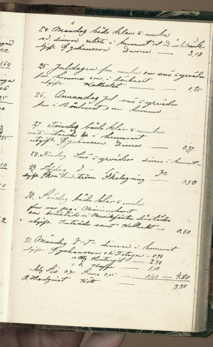 Erik Lindström, Linghed, dagbok 1900-1903