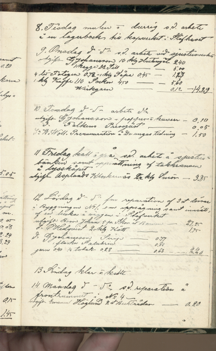 Erik Lindström, Linghed, dagbok 1900-1903