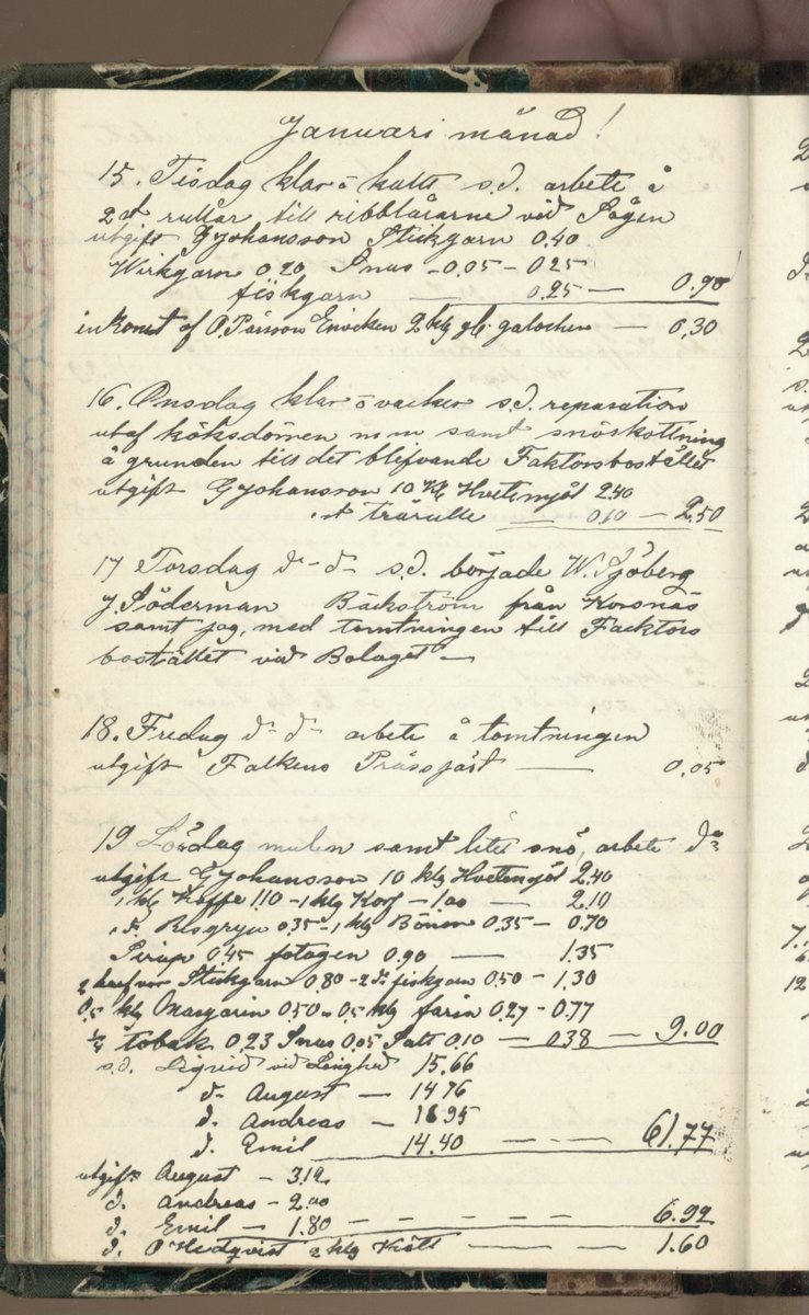 Erik Lindström, Linghed, dagbok 1900-1903