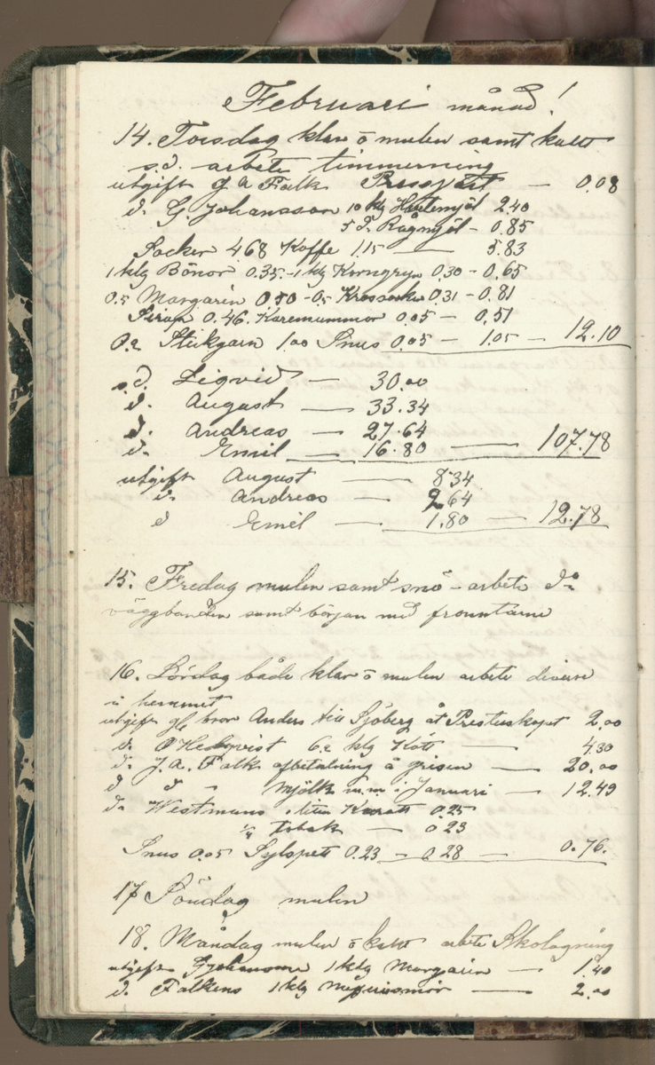 Erik Lindström, Linghed, dagbok 1900-1903