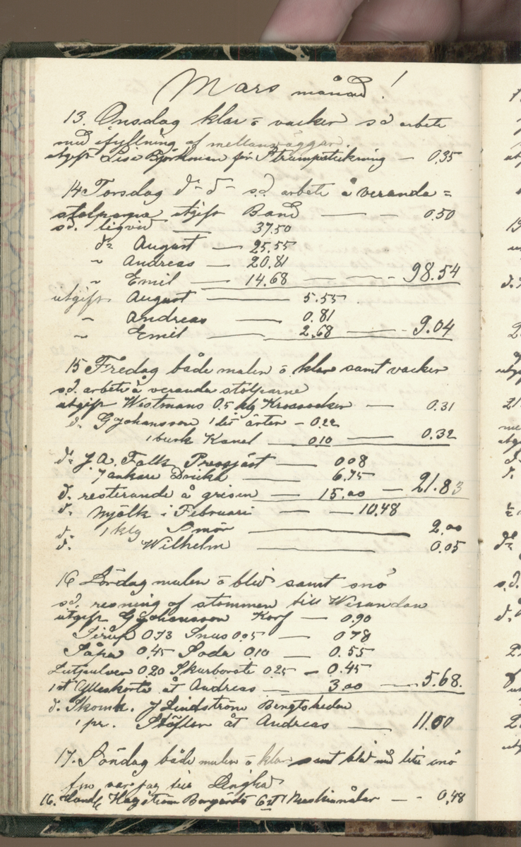 Erik Lindström, Linghed, dagbok 1900-1903