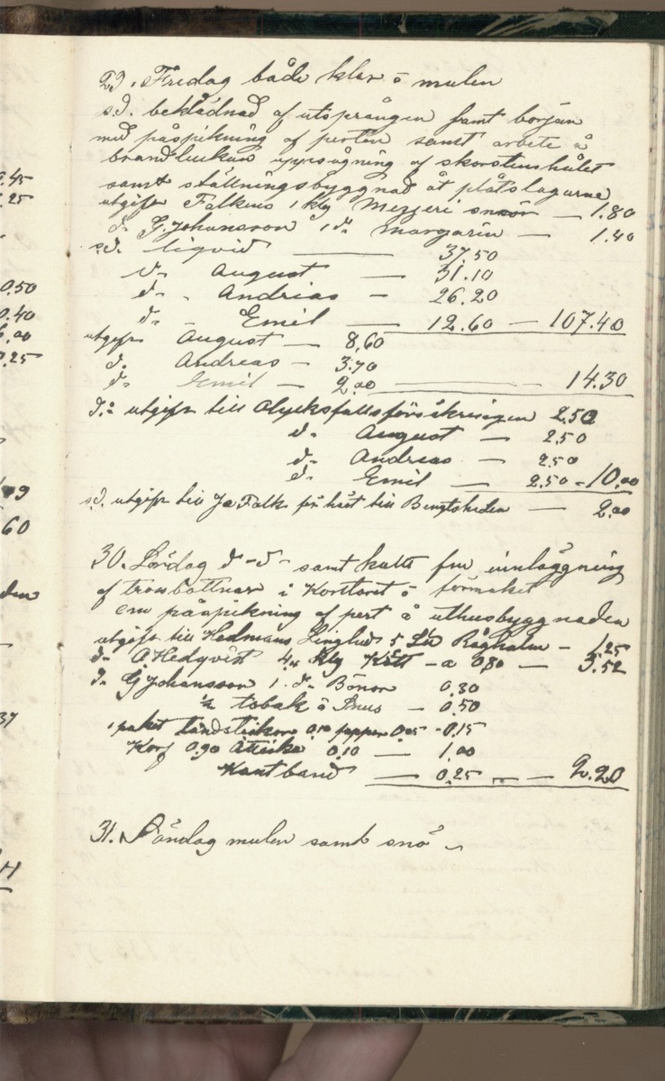 Erik Lindström, Linghed, dagbok 1900-1903