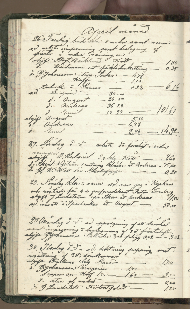 Erik Lindström, Linghed, dagbok 1900-1903