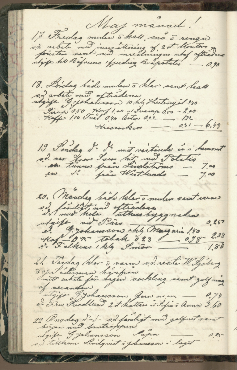 Erik Lindström, Linghed, dagbok 1900-1903