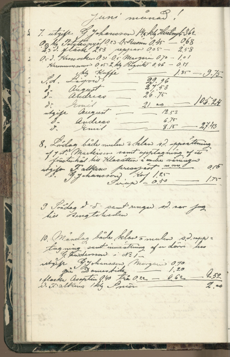 Erik Lindström, Linghed, dagbok 1900-1903