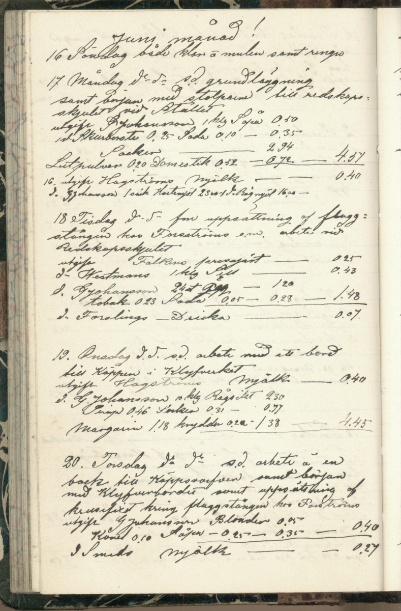 Erik Lindström, Linghed, dagbok 1900-1903