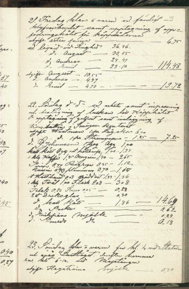 Erik Lindström, Linghed, dagbok 1900-1903