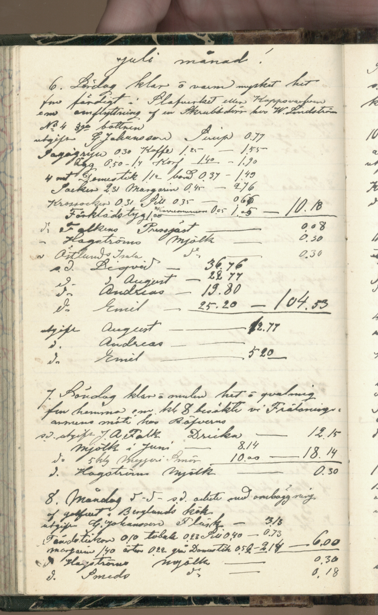 Erik Lindström, Linghed, dagbok 1900-1903