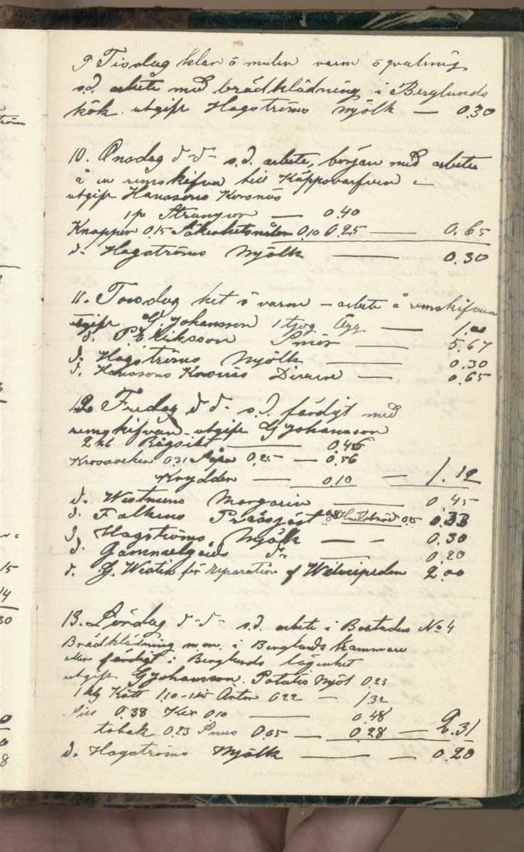 Erik Lindström, Linghed, dagbok 1900-1903