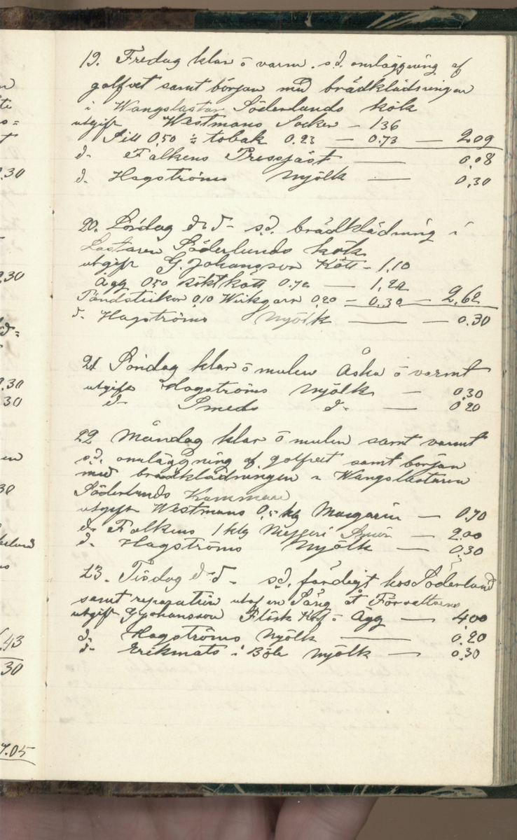 Erik Lindström, Linghed, dagbok 1900-1903