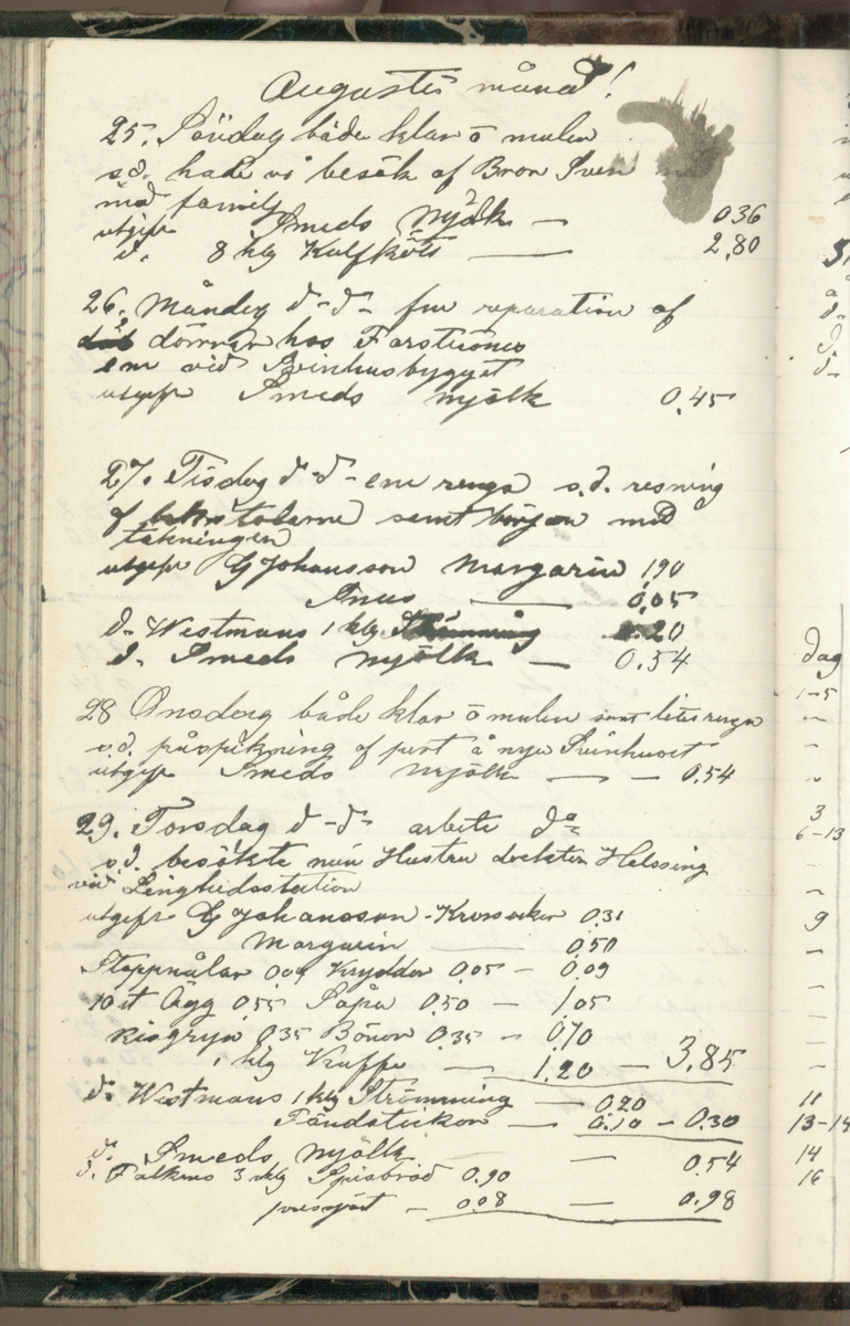 Erik Lindström, Linghed, dagbok 1900-1903