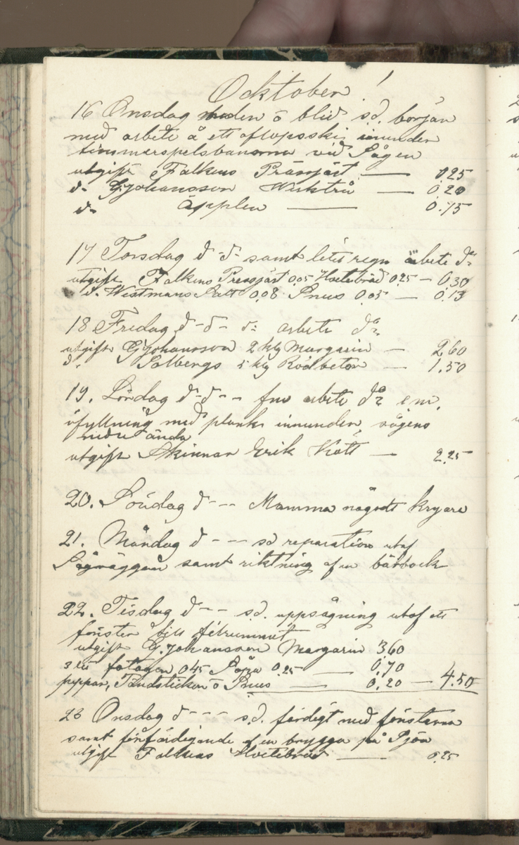 Erik Lindström, Linghed, dagbok 1900-1903