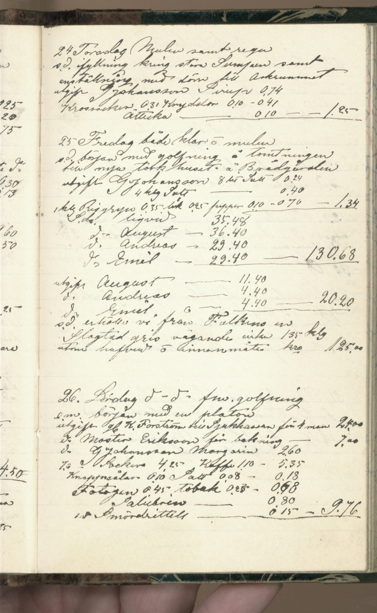 Erik Lindström, Linghed, dagbok 1900-1903