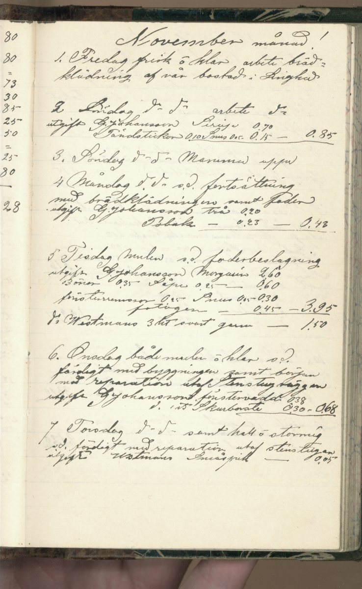 Erik Lindström, Linghed, dagbok 1900-1903