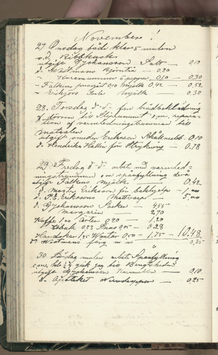 Erik Lindström, Linghed, dagbok 1900-1903