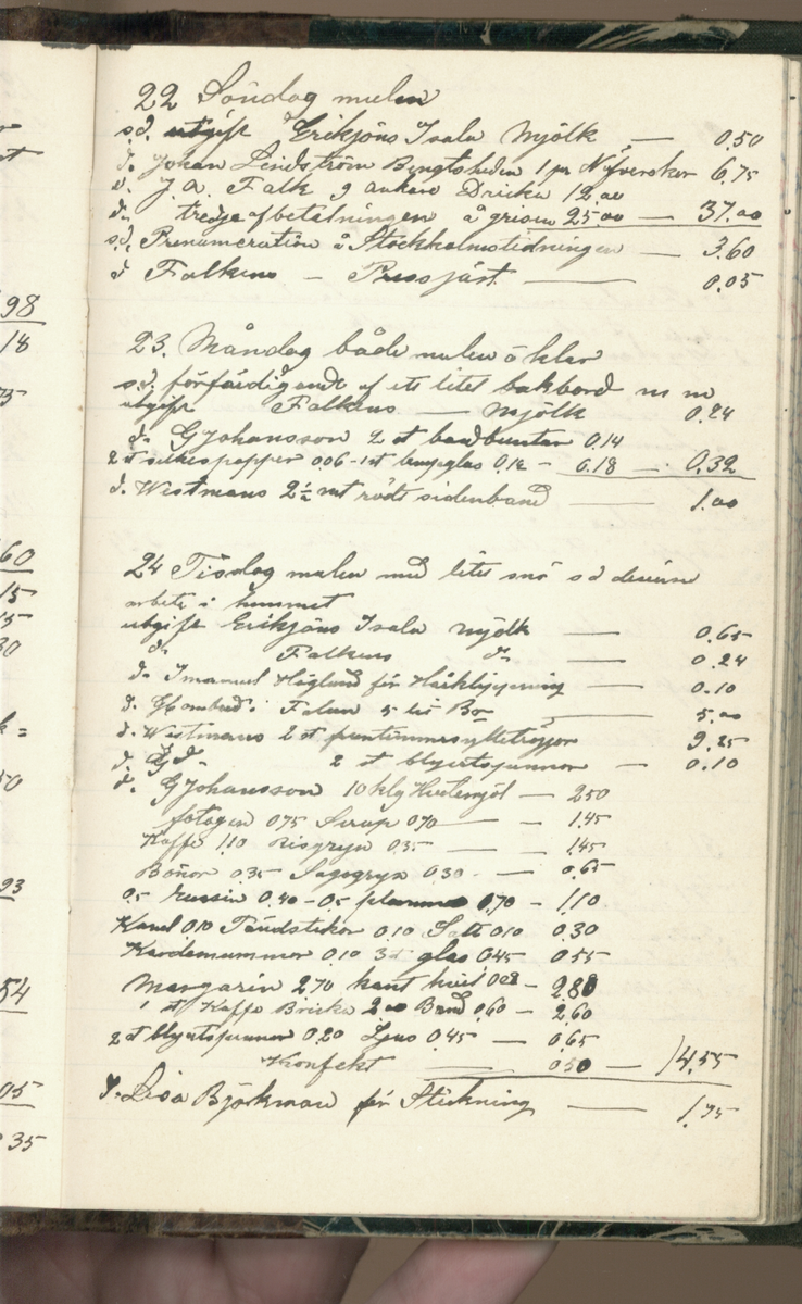 Erik Lindström, Linghed, dagbok 1900-1903