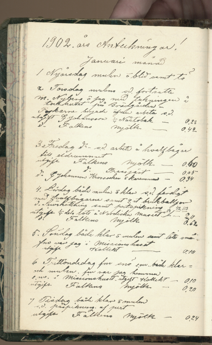 Erik Lindström, Linghed, dagbok 1900-1903