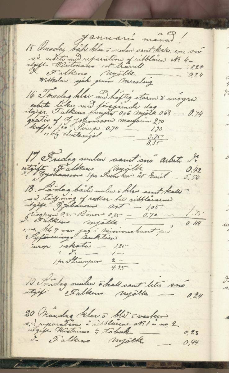 Erik Lindström, Linghed, dagbok 1900-1903