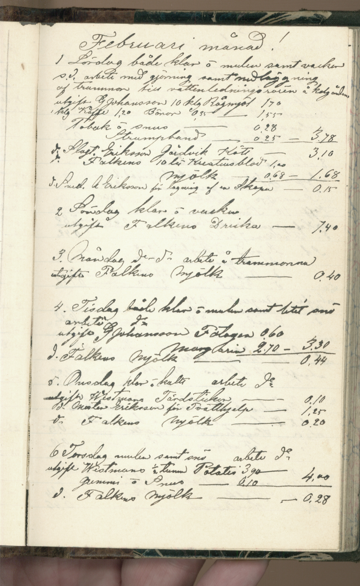 Erik Lindström, Linghed, dagbok 1900-1903