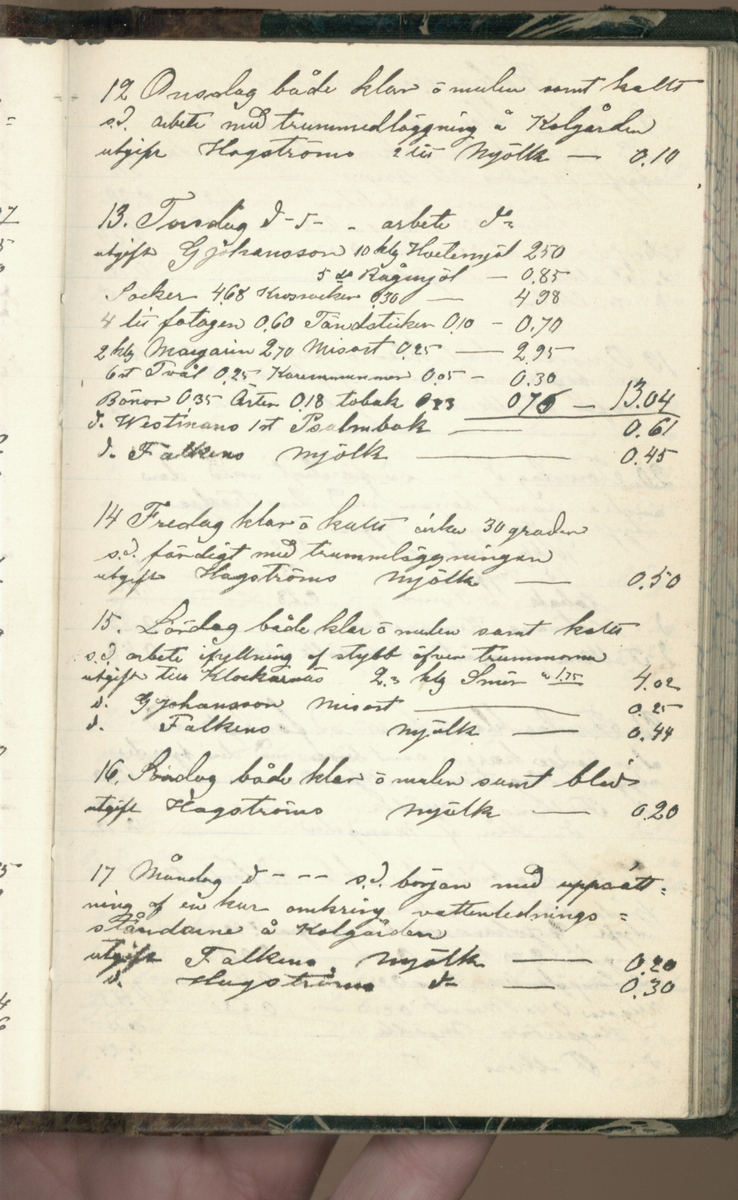 Erik Lindström, Linghed, dagbok 1900-1903