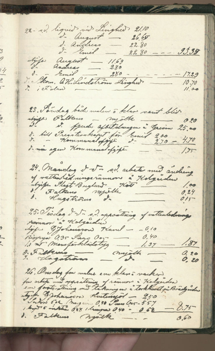 Erik Lindström, Linghed, dagbok 1900-1903