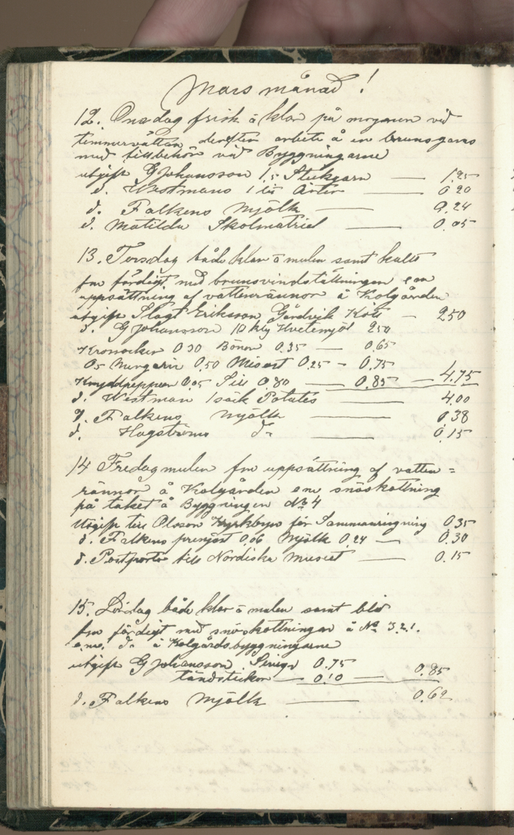 Erik Lindström, Linghed, dagbok 1900-1903