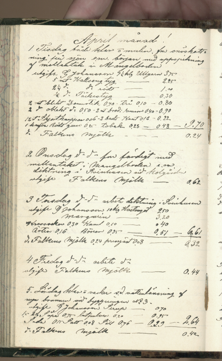 Erik Lindström, Linghed, dagbok 1900-1903