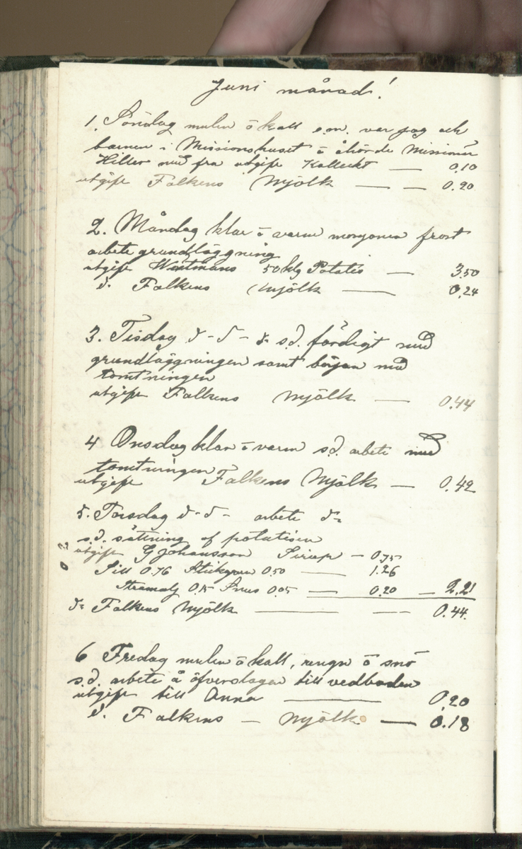 Erik Lindström, Linghed, dagbok 1900-1903