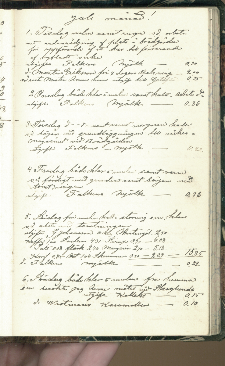 Erik Lindström, Linghed, dagbok 1900-1903