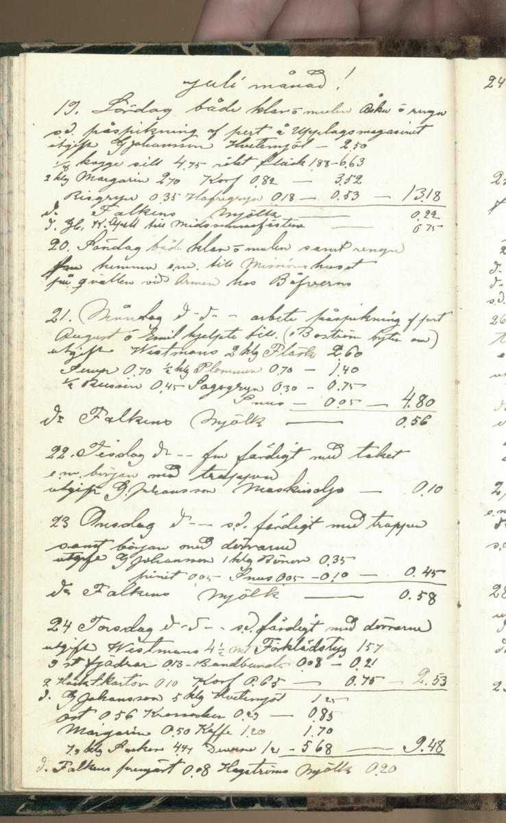 Erik Lindström, Linghed, dagbok 1900-1903