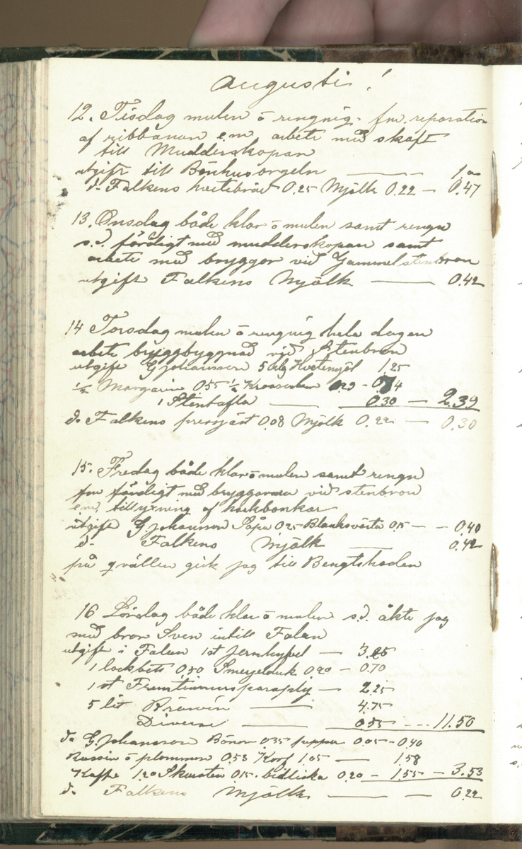 Erik Lindström, Linghed, dagbok 1900-1903