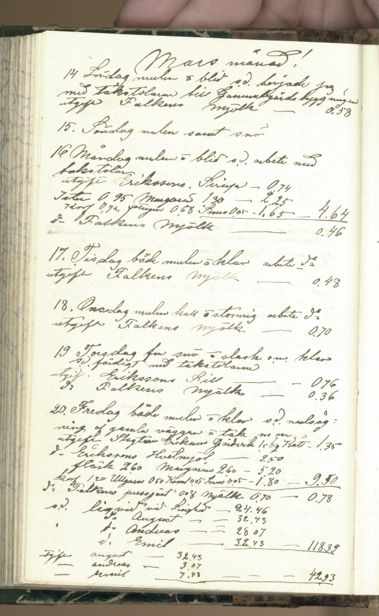 Erik Lindström, Linghed, dagbok 1900-1903