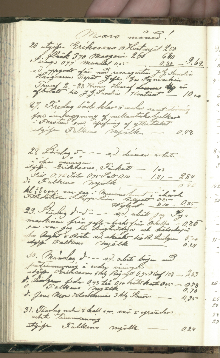 Erik Lindström, Linghed, dagbok 1900-1903