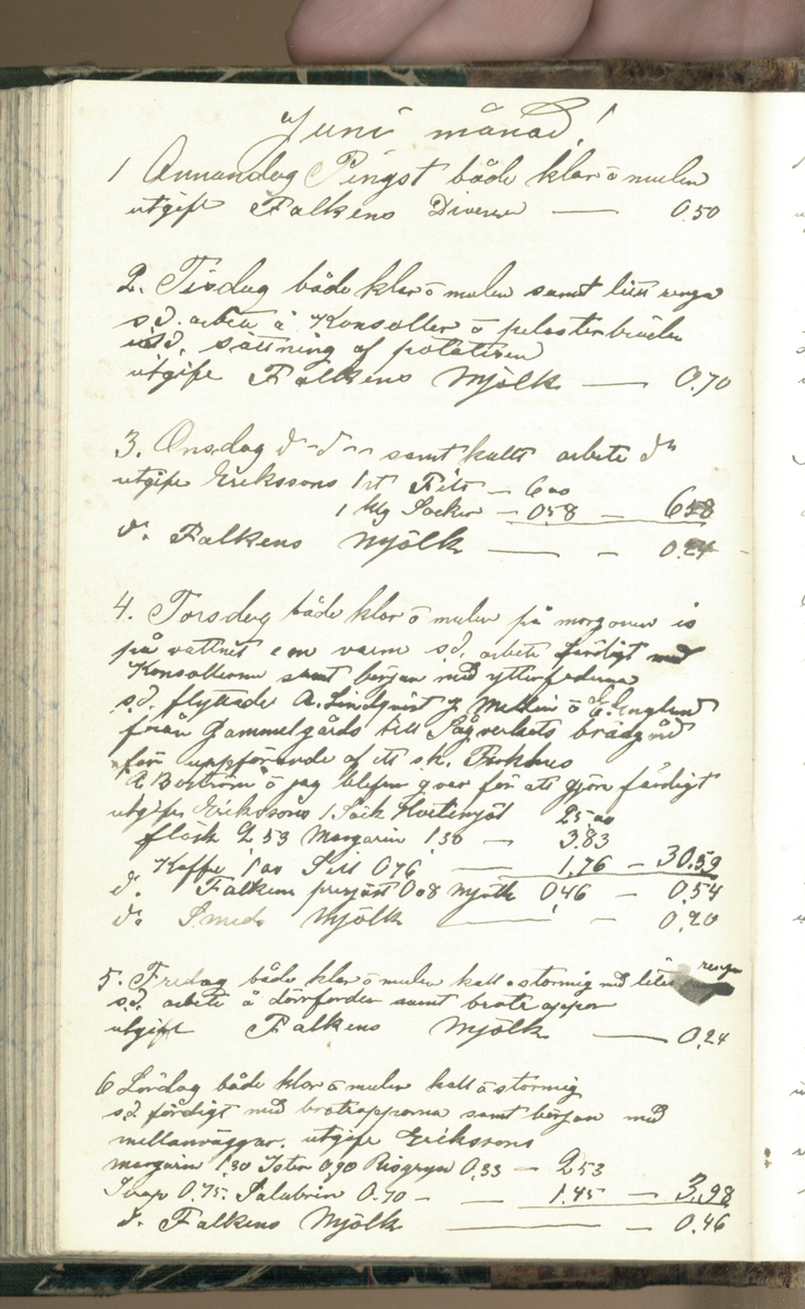 Erik Lindström, Linghed, dagbok 1900-1903