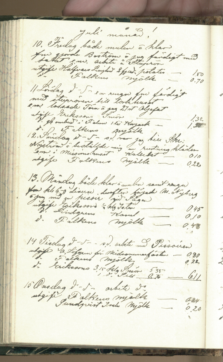 Erik Lindström, Linghed, dagbok 1900-1903