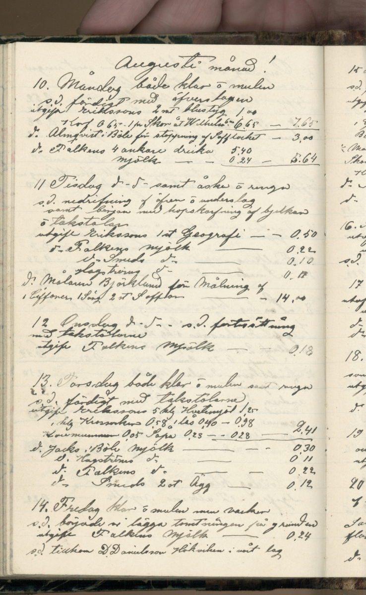 Erik Lindström, Linghed, dagbok 1900-1903