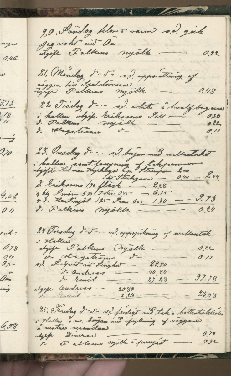 Erik Lindström, Linghed, dagbok 1900-1903