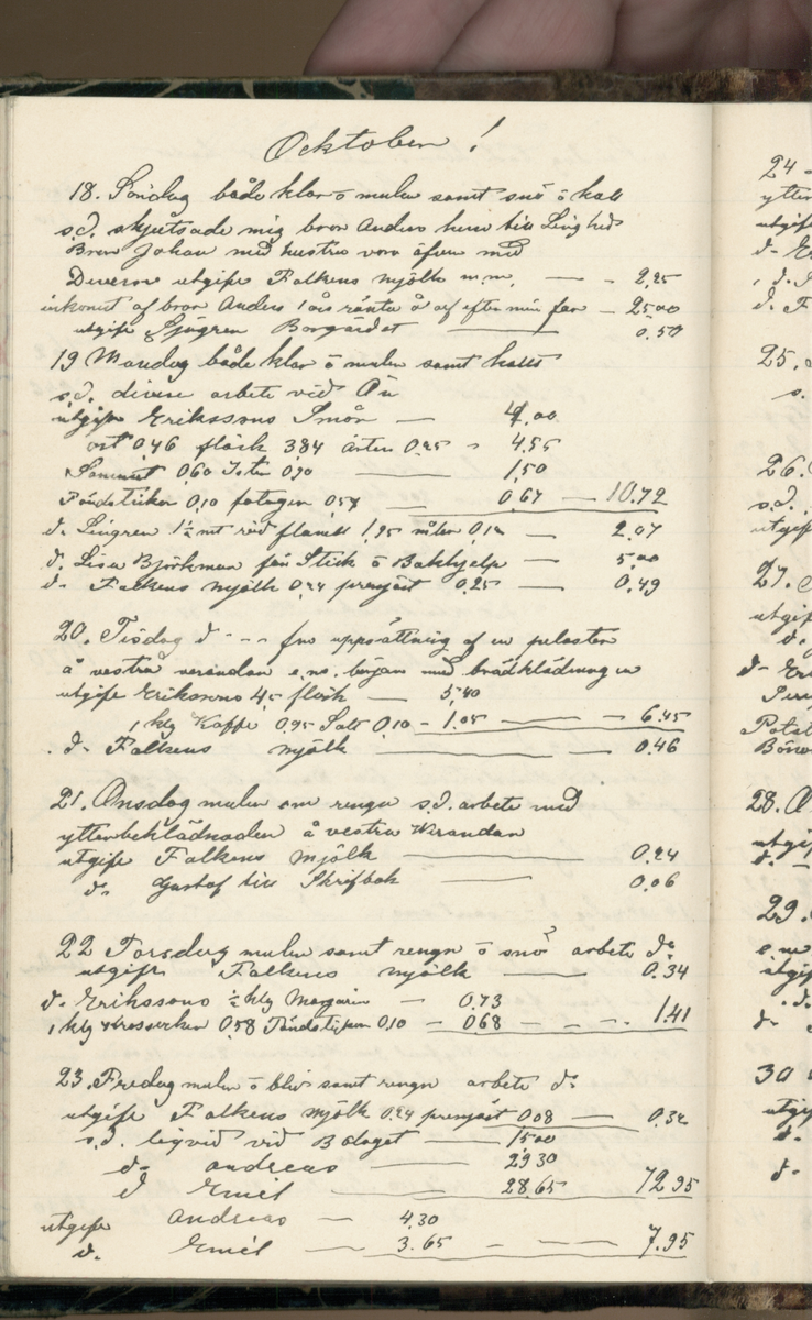 Erik Lindström, Linghed, dagbok 1900-1903