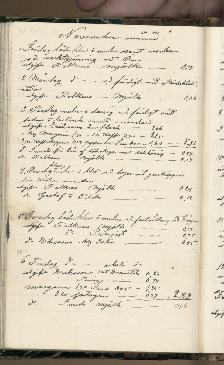 Erik Lindström, Linghed, dagbok 1900-1903