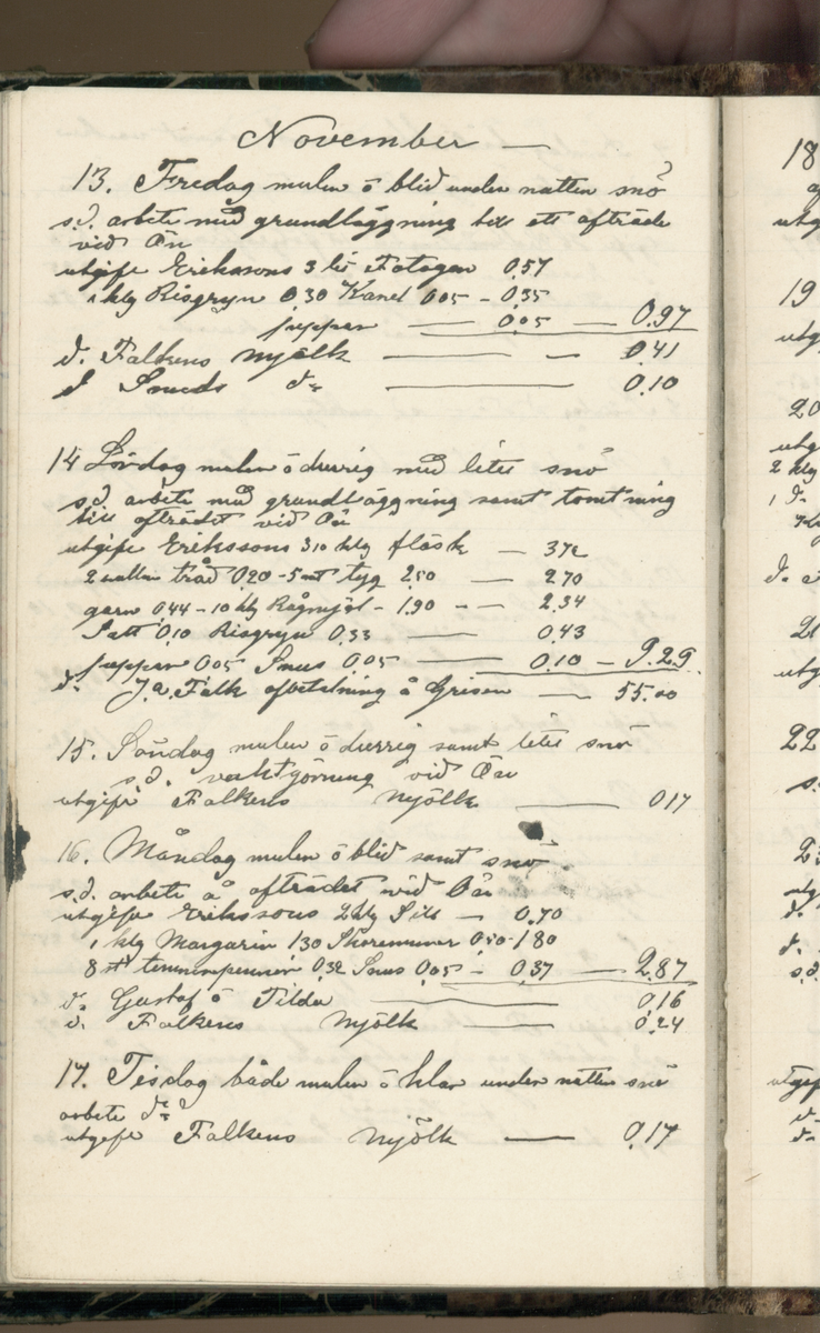 Erik Lindström, Linghed, dagbok 1900-1903