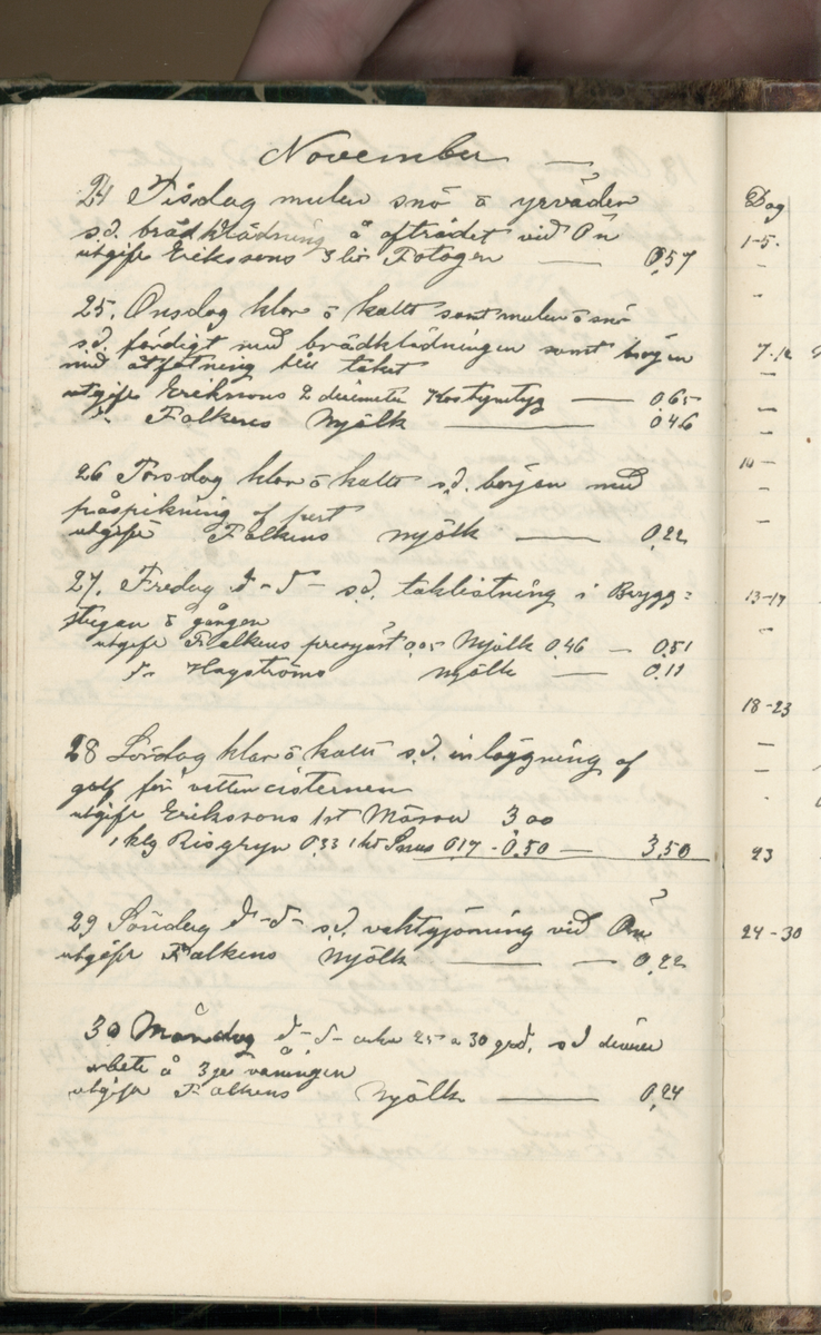 Erik Lindström, Linghed, dagbok 1900-1903