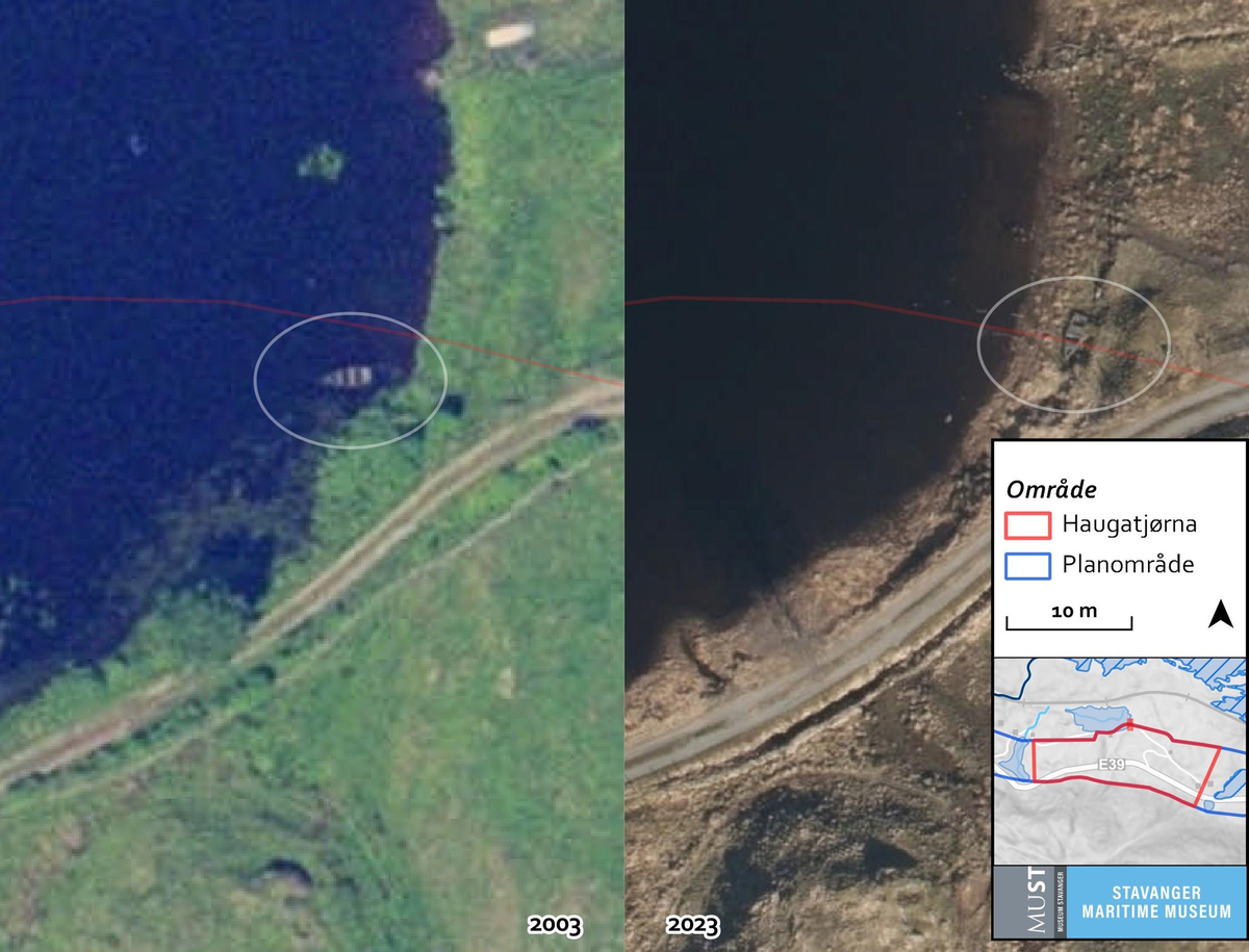 Prosjektet Nye Veier E39 – Arkeologiske registreringer ble gjennomført av Stavanger maritime museum (SMM) som en del av planarbeidet for ny E39-trasé mellom Ålgård og fylkesgrensen i Lund kommune. Formålet var å identifisere automatisk fredete kulturminner og vernede skipsfunn i ferskvann og vassdrag som kunne bli berørt av utbyggingen, i henhold til kulturminneloven § 9. Registreringene ble utført i flere etapper mellom 2019 og 2024. Feltarbeidet ble fordelt på tre hoveddeler: nord (Ålgård–Helleland), midt (Helleland–Ualand) og sør (Ualand–fylkesgrensen).

Deltakere i prosjektet var prosjektleder Arild Skjæveland Vivås, Massimiliano Ditta, Thomas Bjørkeland, Christopher Kvæstad, Harald Klinge, Pål Nymoen, Håkon Reiersen og Selma Lauvland. Det samlede feltarbeidet omfattet rundt 80 dagsverk fordelt over flere sesonger, noe som gjorde det mulig å dokumentere lokaliteter under ulike vannstander og sesongforhold.

Metodene som ble benyttet inkluderte dronebasert ortofoto og terrengmodellering (DJI Mavic 2 Pro og Mavic 3 Enterprise med RTK), kjerneprøvetaking, systematisk overflateregistrering, sjøbunnkartlegging med multistråleekkolodd (MBES), LiDAR og grønn laser, samt sidesøkende sonar. I tillegg ble det utført visuelle inspeksjoner med ROV og arbeidsdykk, og enkelte steder ble det gravd prøvestikk med vannejektor og vannsålding for å identifisere funnførende lag.

I den nordlige delen (Ålgård–Bue) ble det registrert flere kulturminner, særlig omfattende ålefiskekonstruksjoner i Kjedlandsåna (id. 265680) og et naust i Klugsvatnet (id. 319504). Større innsjøer viste preg av regulering, noe som hadde vasket ut deler av strandsonen.

I den midtre delen (Bue–Ualand) ble det dokumentert fire nye lokaliteter med båtstøanlegg (id. 319769, 304341, 320062-0, 317700) og ett fiskefangstanlegg (id. 318789). To av båtstøene var i direkte konflikt med planlagt trasé. Området omfattet to vassdragsområder, åtte hovedelver og 16 innsjøer med potensial for kulturminner.

I den sørlige delen (Ualand–fylkesgrensen) ble det i Hovsvatnet og Lundevatnet funnet store samlinger av maritime strukturer, flere automatisk fredete, samt flere båtfunn – hovedsakelig yngre enn 100 år. Øyna i Hovsvatnet utmerket seg med et uvanlig stort omfang av maritime konstruksjoner.

Registreringene viser at vassdragene i traseområdet har høy tetthet av kulturminner, særlig knyttet til ferdsel, fiske og båthåndtering. Prosjektet har bidratt med ny kunnskap om ferskvannsarkeologi i Rogaland og gir et viktig beslutningsgrunnlag for videre planlegging av E39-utbyggingen.