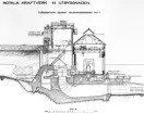 Motala kraftstation. Ritning. Tvärsektion genom aggregat 1.
