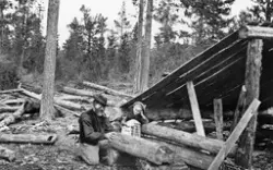 Lars Olsen Galten (1844-1925) og fotografert sammen med et b