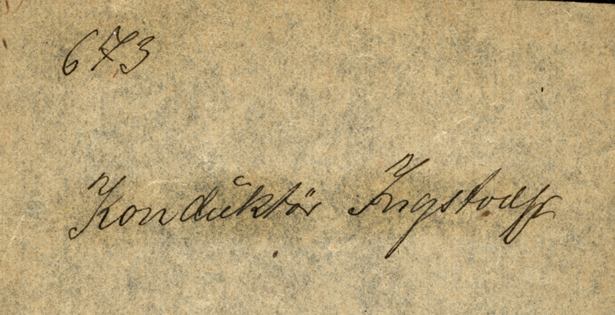 En mann.
Skrevet på papir som er festet til negativet: 673  Konduktør Ingstad, se bilde GM_MG.03453_1.