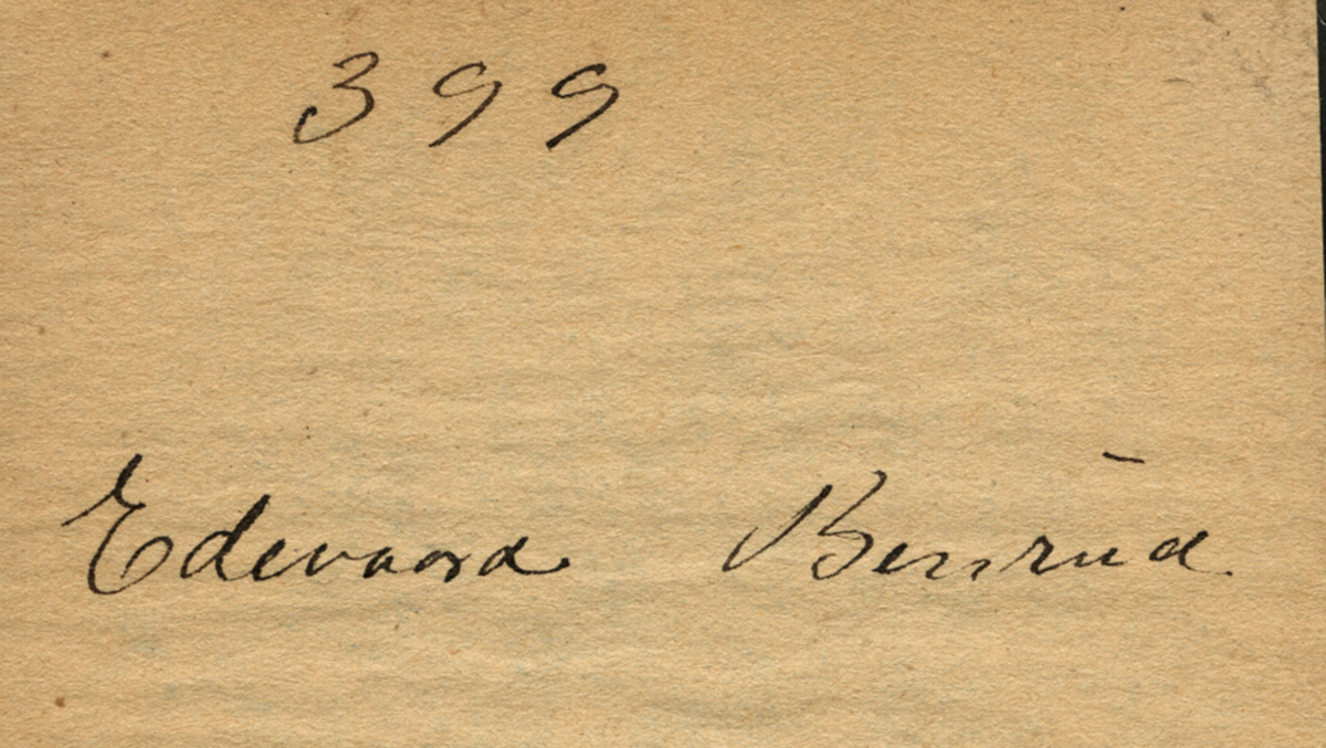 En mann med harpegitar.
Skrevet på papir som er festet til negativet: 399  Edvard Benrud, se bilde GM_MG.03460_1.