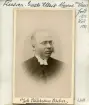 Porträtt av Gustaf Ulrik Fischer. Installerad som komminister i Skönberga 1872 och samma år gift med Emilia Westerblad. Från 1884 till sin död 1888 kyrkoherde i Varv och Styra.