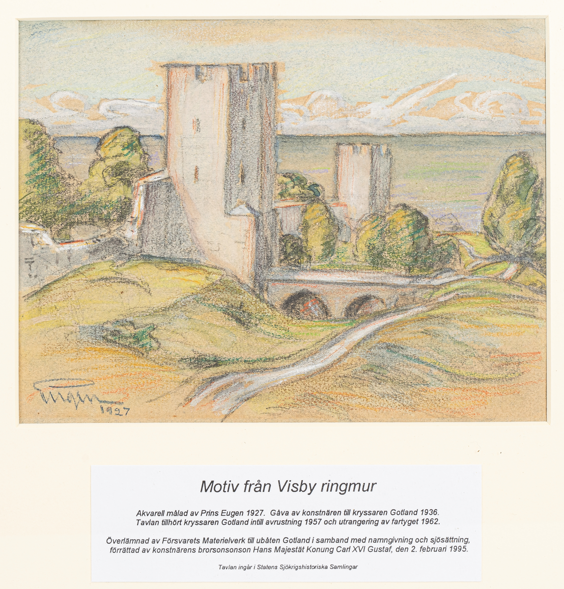 Akvarell av Prins Eugen, i ram med paspartout.